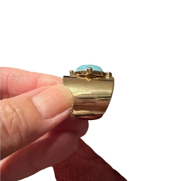 18K Gold Plated Boho Style Turquoise Ring - Picture 4 of 6
